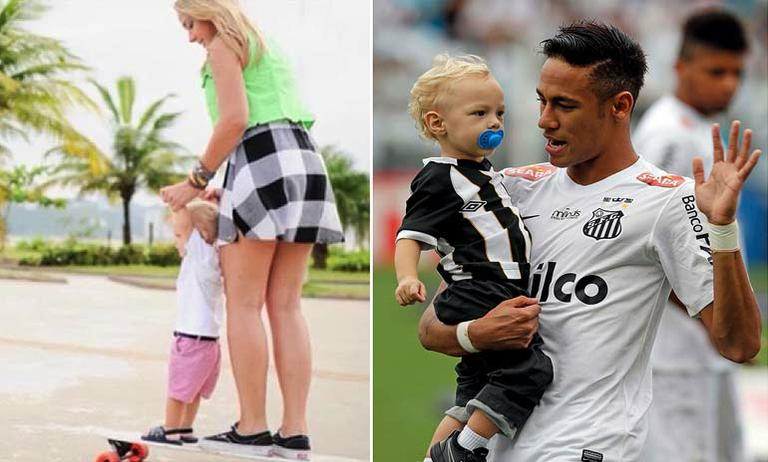 Filho de Neymar anda de skate com a mãe