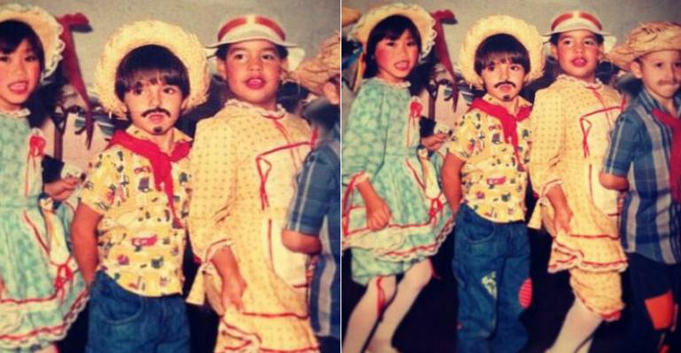 Veja foto do jogador Kaká durante uma festa junina quando criança