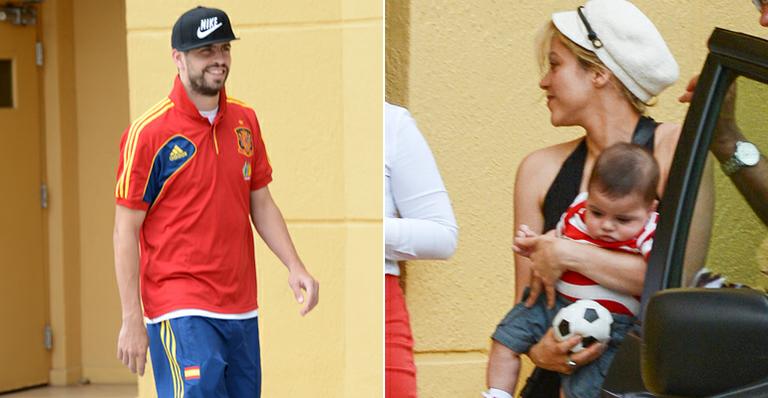 Shakira leva o filho Milan para visitar Piqué na concentração em Miami
