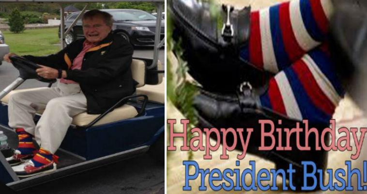 George H.W.Bush comemora aniversário de meias do Superman. Veja!