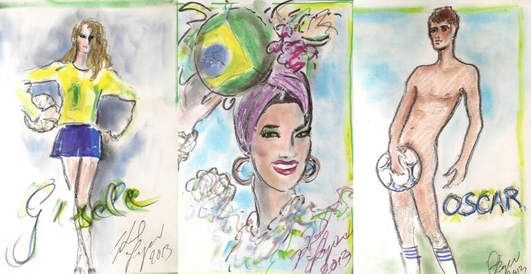 Karl Lagerfeld cria seleção brasileira com Gisele Bündchen. Veja os desenhos do estilista!