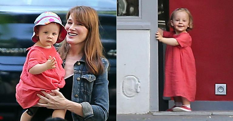 Carla Bruni passeia com a filha Giulia Sarkozy em Paris
