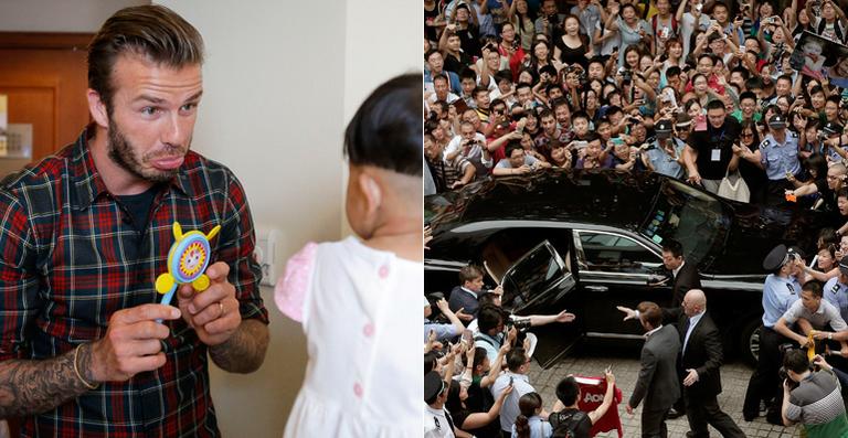David Beckham visita crianças e causa tumulto em universidade na China