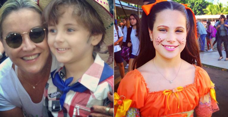 Davi Leitte e Sofia Raia viram caipiras em festas juninas das escolas