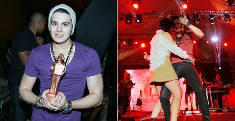 Luan Santana dança com fã em show em Pernambuco