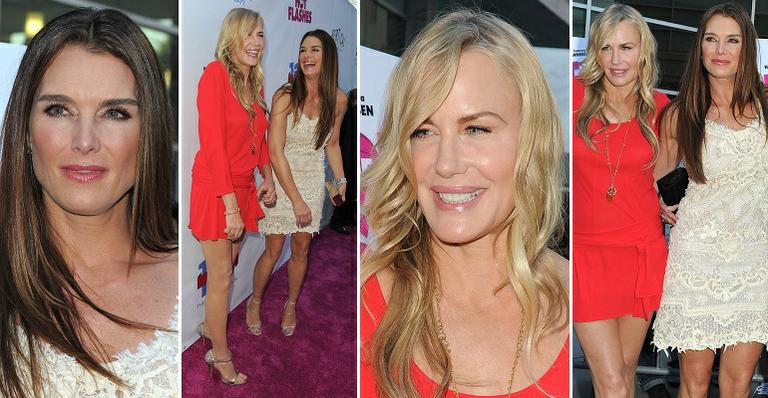 O poço da juventude! Brooke Shields e Daryl Hannah aparecem com pernas fantásticas na pré-estreia de ‘The Hot Flashes’