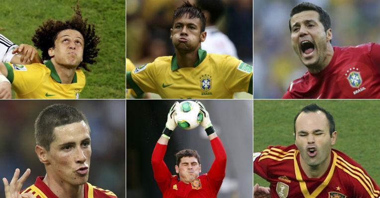 Veja as melhores caretas de Brasil e Espanha na Copa das Confederações