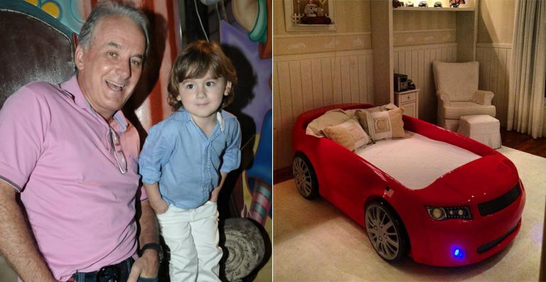 Otávio Mesquita compra cama em formato de carro para o filho Pietro