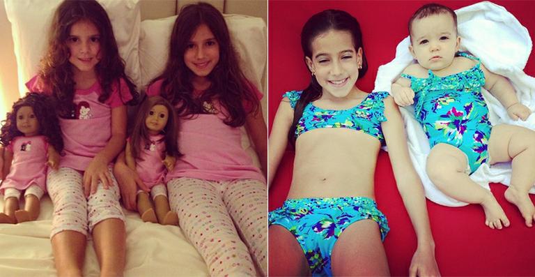 Os looks iguais das meninas de Rodrigo Faro