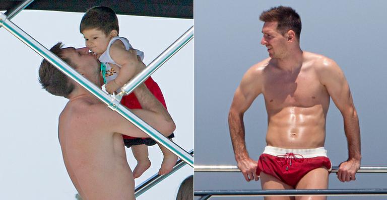 Lionel Messi curte passeio de iate com o filho e a namorada em Ibiza