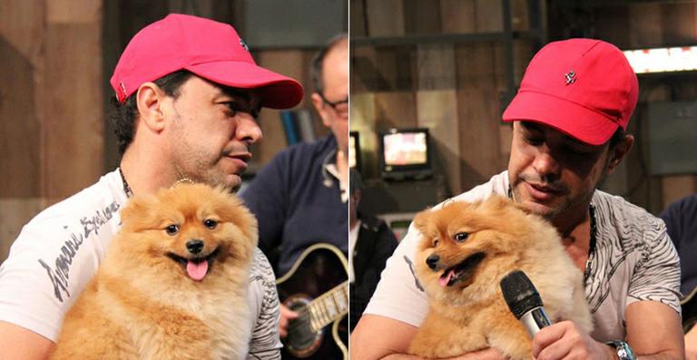 Zezé Di Camargo leva sua cachorrinha para gravação do ‘Altas Horas’