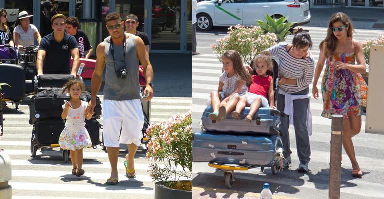 Ronaldo busca os filhos no aeroporto em Ibiza com a namorada, Paula Morais