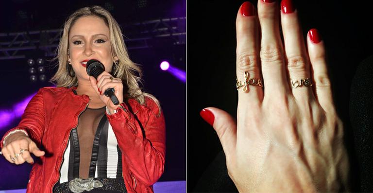 Claudia Leitte usa anéis com os nomes dos filhos, Davi e Rafael