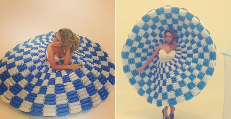 Irmã de Neymar faz ensaio fotográfico com roupa de balões