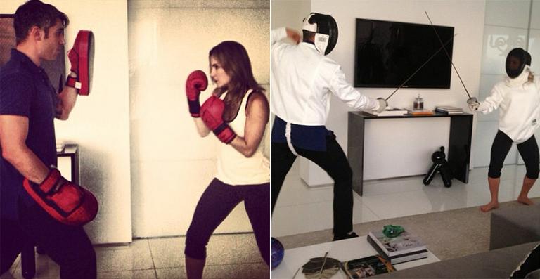 Claudia Leitte faz boxe e esgrima em sua casa para manter a boa forma