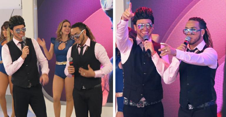 Rodrigo Faro grava quadro ‘Dança Gatinho’ com o cantor Belo