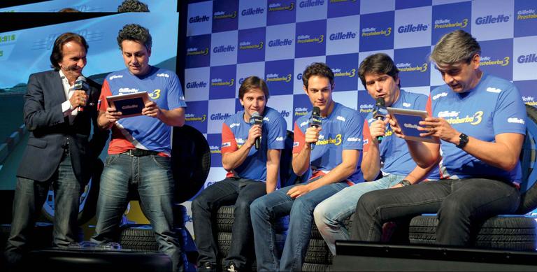 Emerson Fittipaldi e Alexandre Nero em lançamento