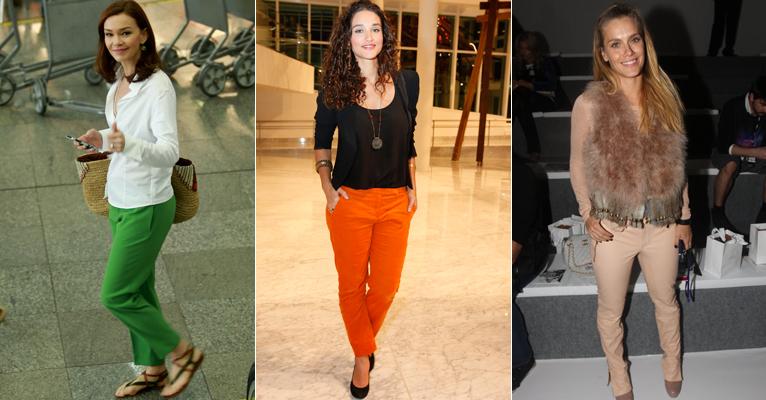Veja as famosas que usam calça colorida, opção descontraída para o inverno