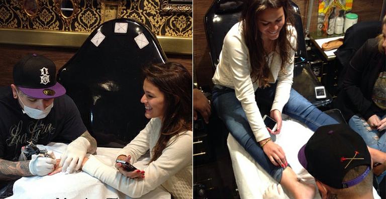 Bruna Marquezine retoca e faz nova tatuagem em Santos