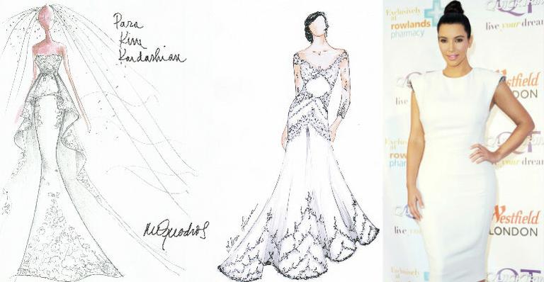 Estilistas desenham sugestões de vestidos de noiva para Kim Kardashian, que se casa em maio