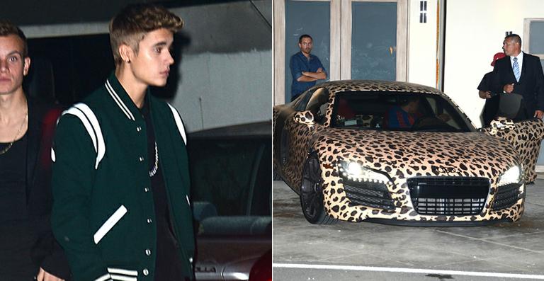 Justin Bieber vai à festa de Selena Gomez com carro de oncinha