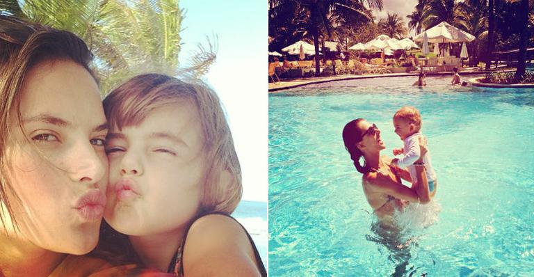 Alessandra Ambrosio curte férias com os filhos em Pernambuco