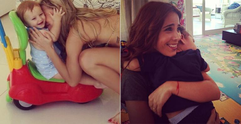 Abraços das mamães Claudia Leitte e Wanessa em seus filhos