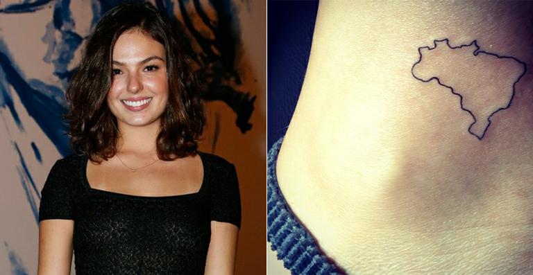 Ísis Valverde faz tatuagem com o mapa do Brasil
