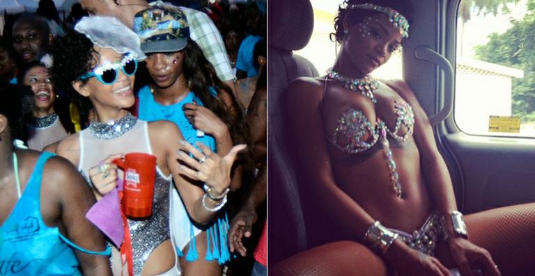 Com fantasias sensuais, Rihanna curte o Carnaval de Barbados