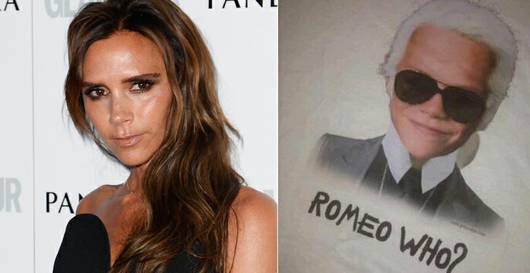 Victoria Beckham se diverte com caricatura do filho, Romeo, com o look de Karl Lagerfeld