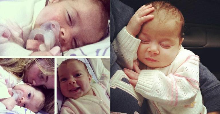 Maria Eduarda, filha de Debby, completa dois meses de vida e recebe o carinho da mãe