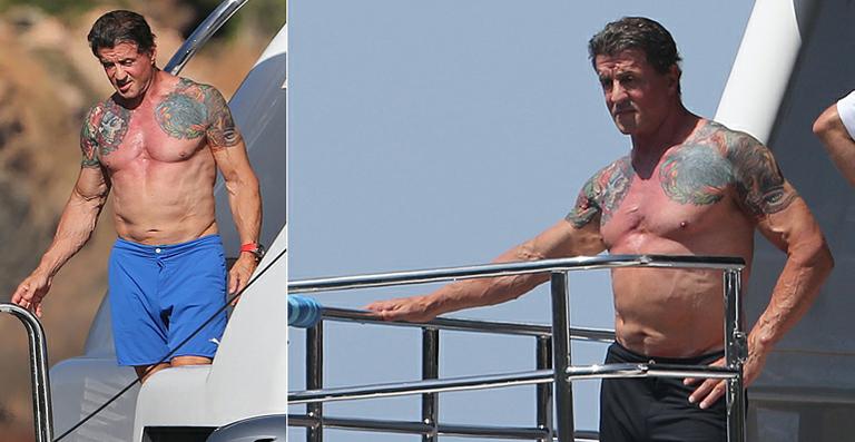 Aos 67 anos, Sylvester Stallone exibe corpo musculoso