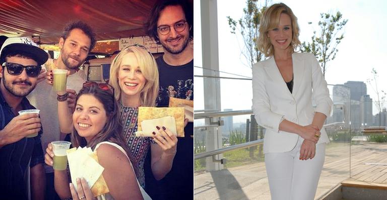 Mariana Ximenes come pastel e bebe caldo de cana após o trabalho