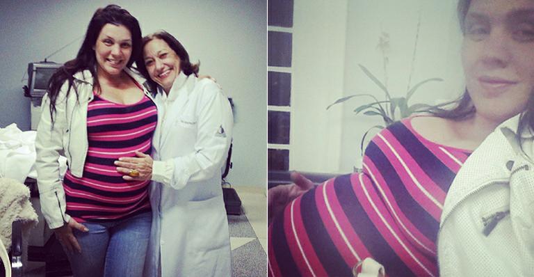 Cantora Simony mostra a barrigão de sete meses de gravidez