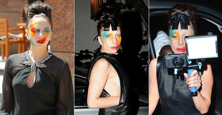 Lady Gaga divulga ‘Applause’ nas ruas com o rosto pintado de palhaço