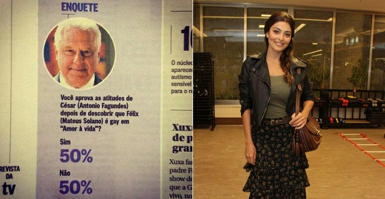 Juliana Paes comenta resultado de pesquisa que mede aprovação de César de Amor à Vida