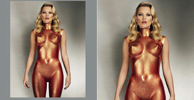 Kate Moss vira manequim e veste peça de bronze na capa de revista britânica