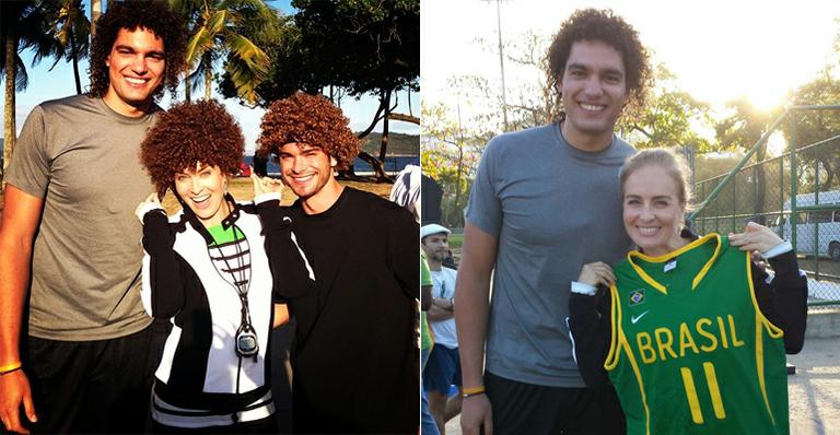 De peruca, Angélica e Sidney Sampaio imitam Anderson Varejão