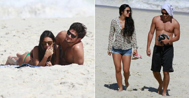 Bruno Gissoni e Yana Lavigne namoram na praia