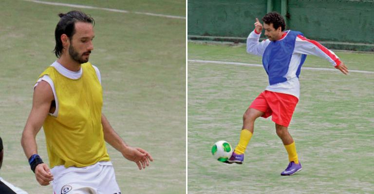 Rodrigo Santoro joga futebol com Marcos Palmeira no Rio