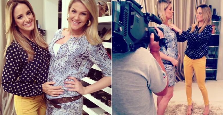 Ana Hickmann exibe a barriguinha em foto com Ticiane Pinheiro