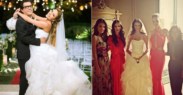 Modelo Jeísa Chiminazzo e Renata Dominguez usam o mesmo vestido de noiva