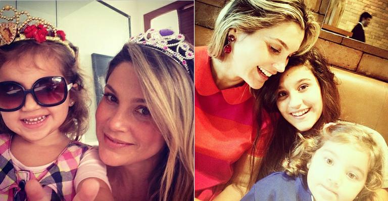 De princesa, Flávia Alessandra brinca com a filha caçula Olivia