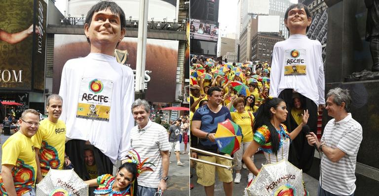 Serginho Groisman ganha boneco de Olinda com sua caricatura em Nova York