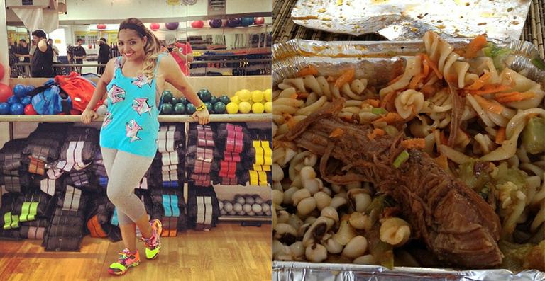 Gaby Amarantos foge da dieta do ‘Medida Certa’ e come carne assada com macarrão