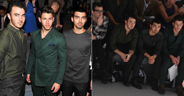 Jonas Brothers sentam na primeira fileira de desfile da NYFW