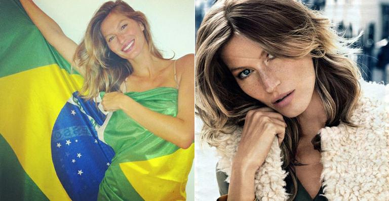 No Dia da Independência, Gisele Bündchen aparece com a bandeira enrolada no corpo