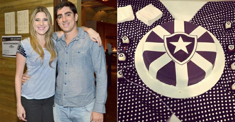 Marcelo Adnet ganha bolo surpresa do Botafogo de presente da mulher, Dani Calabresa