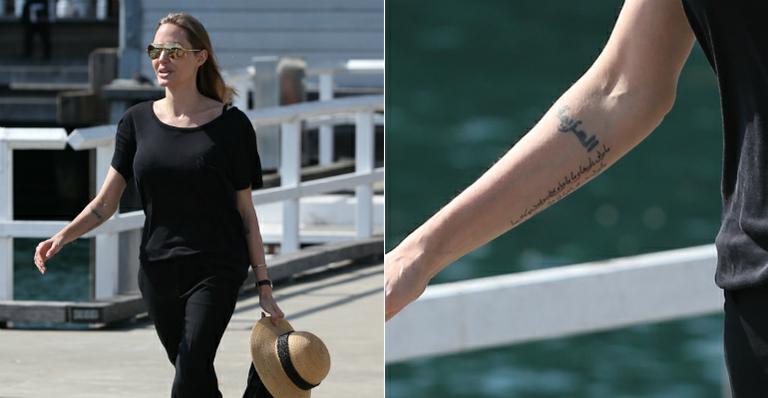 Angelina Jolie mostra sua nova tatuagem em Sidney