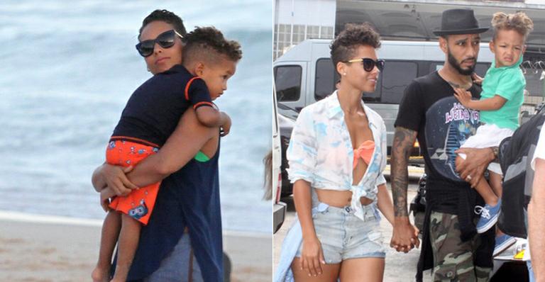 Alicia Keys curte praia com o filho e o marido no Rio